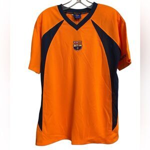 NWT FC Barcelona Men's Jersey Size L Orange Navy Official Product Roger's Soccer
